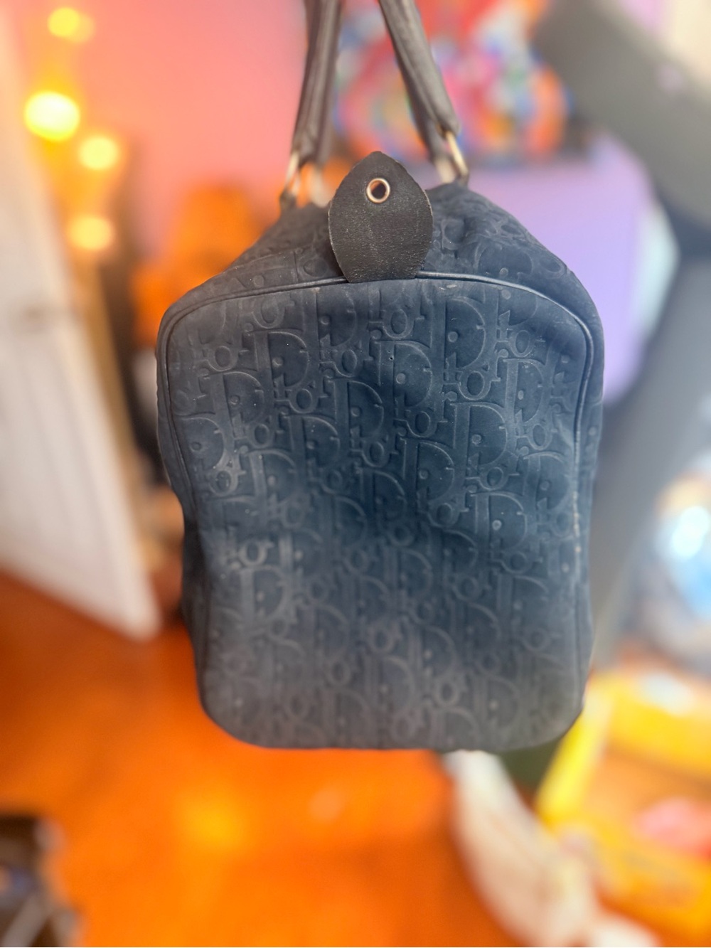 Christian Dior Navy Suede and leather Bellisma Boston Bag - Picture 2 of 8